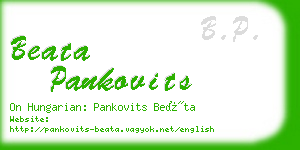 beata pankovits business card